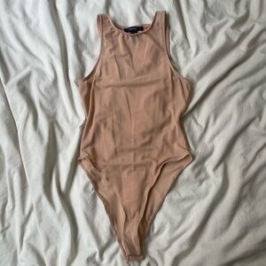Beige Mesh Sleeveless Bodysuit